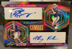 Peyton Manning, Anthony Richardson [Prismatic Black] #CC-38 Football Cards 2023 Leaf Vivid Autographs Colorful Combos Prices
