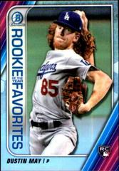 Dustin May [Orange Refractor] Baseball Cards 2020 Bowman Chrome Rookie of the Year Favorites Prices