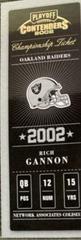 Rich Gannon [Championship Ticket] #46 Football Cards 2002 Playoff Contenders Prices