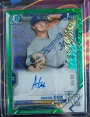 Austin Cox [Green Shimmer Refractor] #CPA-AC Baseball Cards 2021 Bowman Chrome Prospect Autographs Prices