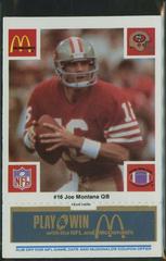 Joe Montana [Blue] #16 Football Cards 1986 McDonald's 49ers Prices