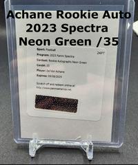 De'Von Achane #33 Football Cards 2023 Panini Spectra Rookie Autograph Neon Green Prices