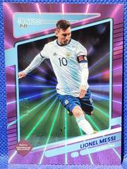 Lionel Messi [Purple Laser] Soccer Cards 2021 Panini Donruss Road to Qatar Prices