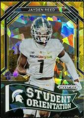 Jayden Reed [Gold Ice] #SO-19 Football Cards 2023 Panini Prizm Draft Picks Student Orientation Prices