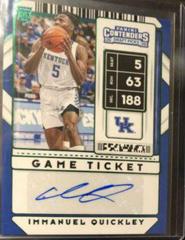 Immanuel Quickley [Green Autograph] #85 Basketball Cards 2020 Panini Contenders Draft Picks Prices