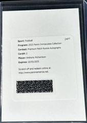 Anthony Richardson #2 Football Cards 2023 Panini Immaculate Premium Patch Rookie Autograph Prices