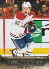 Owen Beck [Gold] #DD-14 Hockey Cards 2023 Upper Deck Debut Dates Prices
