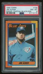 Jim Acker [Error Partial Blackless] #728 Baseball Cards 1990 Topps Prices