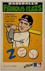 Paul Waner #24 Baseball Cards 1972 Fleer Famous Feats Prices