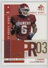 Antwone Savage [Gold] Football Cards 2003 SP Game Used Prices