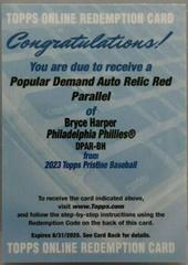 Bryce Harper [Red] Baseball Cards 2023 Topps Pristine Popular Demand Autograph Relic Prices