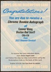 Connor Wong #CRA-CW Baseball Cards 2022 Bowman Chrome Rookie Autographs Prices