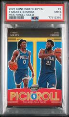 Tyrese Maxey, Joel Embiid [Gold] Basketball Cards 2021 Panini Contenders Optic Pick n Roll Prices