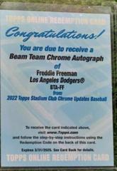 Freddie Freeman #BTA-FF Baseball Cards 2022 Stadium Club Chrome Beam Team Autographs Prices