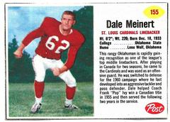 Dale Meinert [Hand Cut] #155 Football Cards 1962 Post Cereal Prices