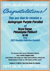 Bryce Harper [Purple] Baseball Cards 2022 Topps Brooklyn Collection Autographs Prices