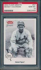 Mickey Cochrane #47 Baseball Cards 2002 Fleer Greats Prices