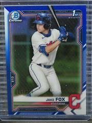 Jake Fox [Blue Refractor] Baseball Cards 2021 Bowman Draft Chrome Prices