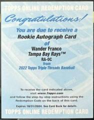 Wander Franco #RA-OC Baseball Cards 2022 Topps Triple Threads Rookie Autographs Prices