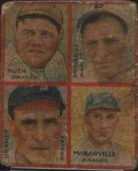 Brandt, Maranville, McManus, Ruth #1J Baseball Cards 1935 Goudey 4 in 1 Prices