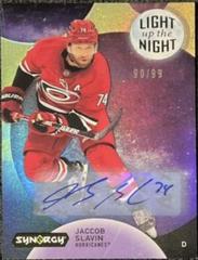 Jaccob Slavin [Green Autograph] Hockey Cards 2022 Upper Deck Synergy Light Up The Night Prices