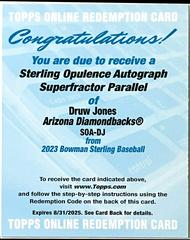 Druw Jones [Superfractor] #SOA-DJ Baseball Cards 2023 Bowman Sterling Opulence Autographs Prices