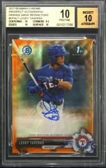 Leody Taveras [Orange Wave] Baseball Cards 2017 Bowman Chrome Prospects Autographs Prices