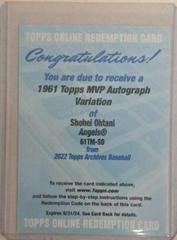 Shohei Ohtani Baseball Cards 2022 Topps Archives 1961 MVP Autographs Prices