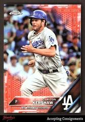 Clayton Kershaw [Pitching Red Refractor] #145 Baseball Cards 2016 Topps Chrome Prices