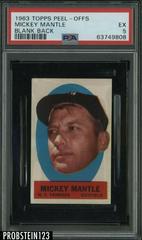 Mickey Mantle [Blank Back] Baseball Cards 1963 Topps Peel Offs Prices