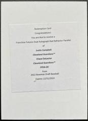 Justin Campbell, Chase DeLauter [Red] #FFDA-DC Baseball Cards 2022 Bowman Draft Franchise Futures Dual Autographs Prices