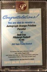 Oneil Cruz [Orange Refractor] #PA-ONC Baseball Cards 2022 Topps Pristine Autographs Prices