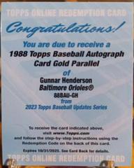 Gunnar Henderson [Gold] #88BAU-GH Baseball Cards 2023 Topps Update 1988 Autographs Prices