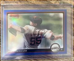 Tim Lincecum [Blue Refractor] #132 Baseball Cards 2010 Bowman Chrome Prices