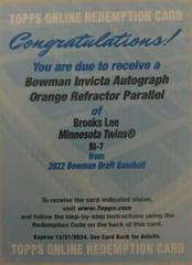 Brooks Lee [Atomic Refractor] #BI-7 Baseball Cards 2022 Bowman Draft Invicta Prices