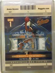 Carmelo Anthony #101 Basketball Cards 2003 Fleer Authentix Prices