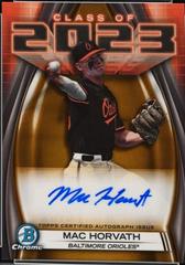 Mac Horvath [Gold] #23A-MH Baseball Cards 2023 Bowman Draft Class of Autographs Prices