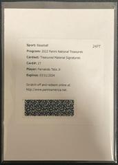 Fernando Tatis Jr. Baseball Cards 2022 Panini National Treasures Material Signatures Prices