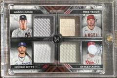 Judge, Trout, Betts, Harper[Quad Relic] #FPR-JTBH Baseball Cards 2022 Topps Museum Collection Prices