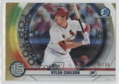 Dylan Carlson [Gold Refractor] Baseball Cards 2020 Bowman Chrome Scouts' Top 100 Prices
