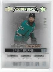 Brent Burns #TA-BU Hockey Cards 2021 Upper Deck Credentials Ticket Access Acetate Prices