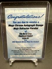 Elly De LA Cruz [Orange Refractor] #BCMA-ED Baseball Cards 2022 Bowman Chrome Mega Box Mojo Autographs Prices