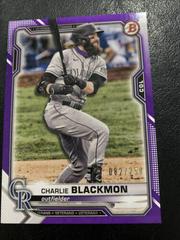 Charlie Blackmon [Purple] #4 Baseball Cards 2021 Bowman Prices