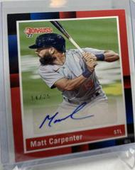Matt Carpenter [Red] #R88S-MC Baseball Cards 2022 Panini Donruss Retro 1988 Signatures Prices