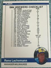 Rene Lachemann [Brewers, Indians Checklist] #655 Baseball Cards 1984 Fleer Prices