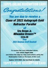 Eric Brown Jr. [Gold] #C22A-EB Baseball Cards 2022 Bowman Draft Class of Autographs Prices