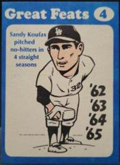 Sandy Koufax [Blue Border] Baseball Cards 1972 Laughlin Great Feats Prices