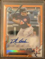 Pedro Leon [Orange Refractor] #CPA-PL Baseball Cards 2021 Bowman Chrome Prospect Autographs Prices