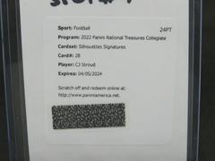 CJ Stroud Football Cards 2022 Panini National Treasures Collegiate Silhouettes Signatures Prices