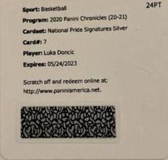 Luka Doncic [Silver] Basketball Cards 2020 Panini Chronicles National Pride Signatures Prices